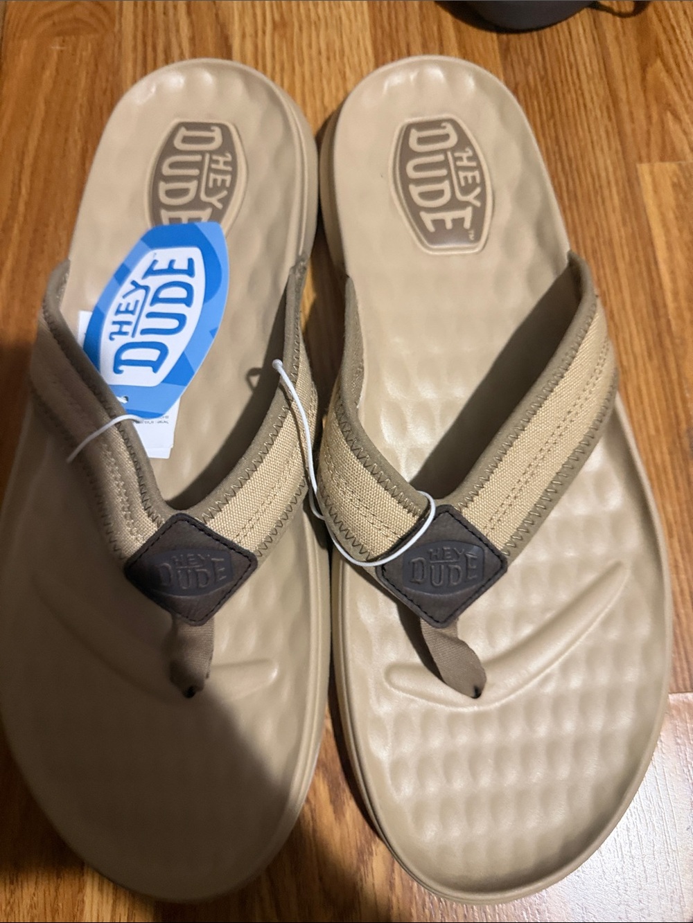 Hey Dude Beige/Tan Men's Flip Flop Sandals